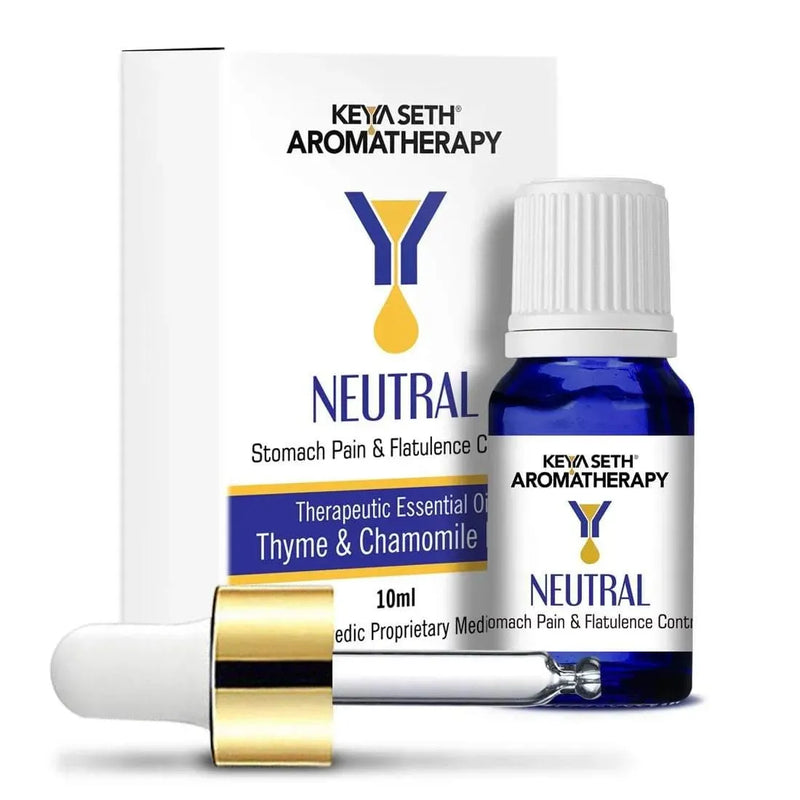 Neutral-Stomach Pain & Flatulence Control, Prevents Indigestion, Gastric Problem-Natural Therapeutic Essential Oil Blend Thyme & Chamomile 10ml - Keya Seth Aromatherapy