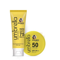 Umbrella Sunscreen Advance Treatment SPF 75 Solution + SPF 50 Powder, Long Lasting & Sweat Resistant Formula, UVA and UVB Protection, Enriched with Almond, Avocado, Wheat germ, Micronized Zinc Oxide